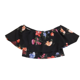 LASULA stylowa BLUZKA CROP TOP na lato KWIATY | Lapciucha.pl