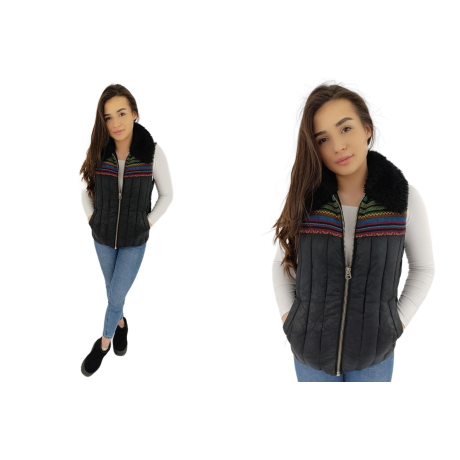 topshop pikowana kamizelka z futerkiem ciepła | Lapciucha.pl