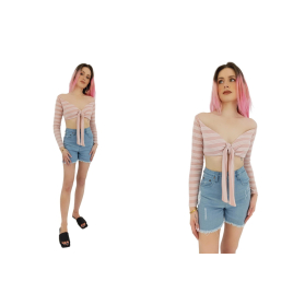 stylowa dzianinowa bluzka crop top na lato pa | Lapciucha.pl