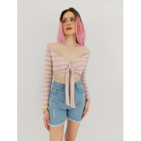 stylowa dzianinowa bluzka crop top na lato pa | Lapciucha.pl