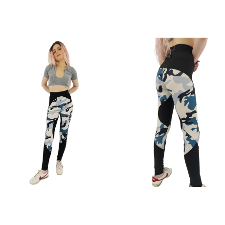 modne sportowe legginsy z wysokim stanem moro | Lapciucha.pl