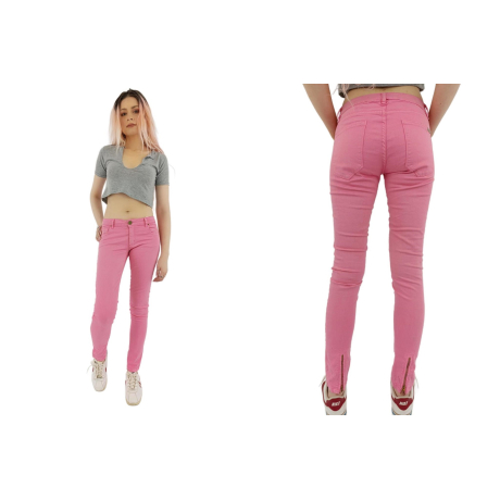 zara jeansowe spodnie rurki różowe modne biod | Lapciucha.pl