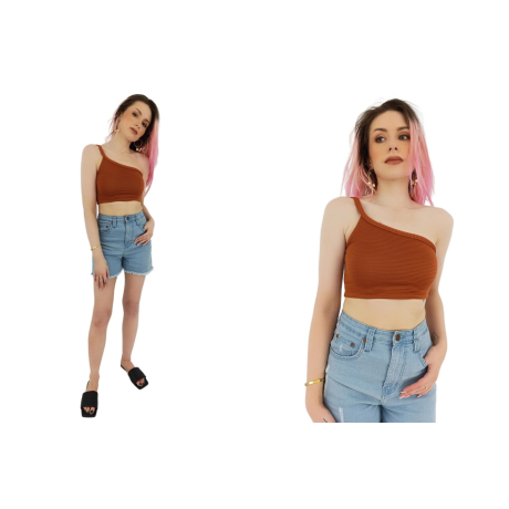 femme luxe tłoczona bluzka crop top na jedno | Lapciucha.pl