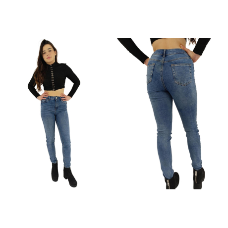 denim co jeansowe spodnie rurki z przetarciem | Lapciucha.pl