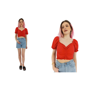 primark dzianinowa bluzka crop top z marszcze | Lapciucha.pl