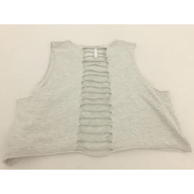 CROPP dresowa BLUZKA CROP TOP z dziurami PRIN | Lapciucha.pl