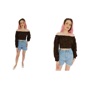 asos cienka bluzka crop top hiszpanka modna w | Lapciucha.pl