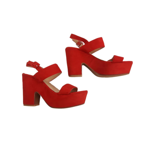 IDEAL SHOES zamszowe SANDAŁKI eleganckie RED | Lapciucha.pl
