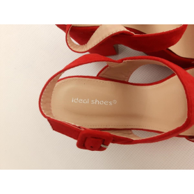 IDEAL SHOES zamszowe SANDAŁKI eleganckie RED | Lapciucha.pl