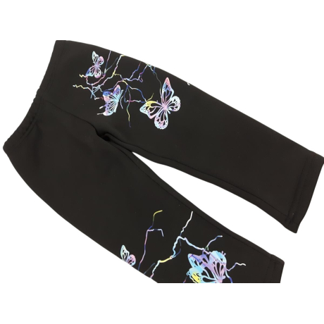 Czarne LEGGINSY ocieplane MOTYLKI print WYGOD | Lapciucha.pl