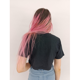 czarna dresowa bluzka crop top z printem napi | Lapciucha.pl