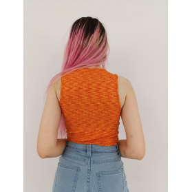 h&m dzianinowa bluzka crop top w melanż wycię | Lapciucha.pl