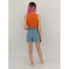 h&m dzianinowa bluzka crop top w melanż wycię | Lapciucha.pl