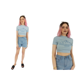 shein dzianinowa bluzka crop top z krótkim rę | Lapciucha.pl