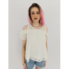 primark koronkowa bluzka z odkrytymi ramionam | Lapciucha.pl