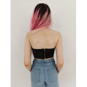 missguided welurowa bluzka crop top tuba pask | Lapciucha.pl
