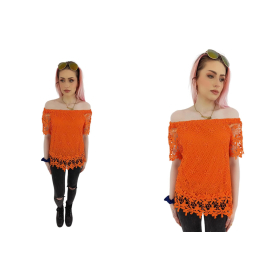 papaya ażurowa bluzka hiszpanka boho krótki r | Lapciucha.pl