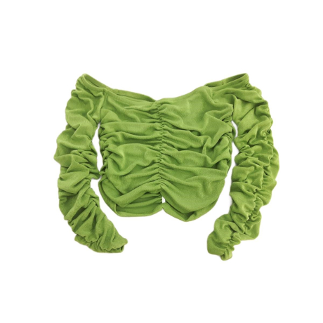 AMISU drapowana BLUZKA CROP TOP z odkrytymi r | Lapciucha.pl