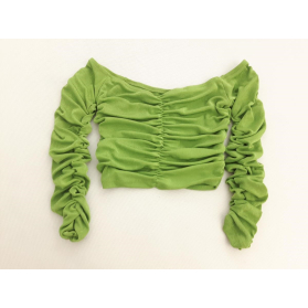 AMISU drapowana BLUZKA CROP TOP z odkrytymi r | Lapciucha.pl