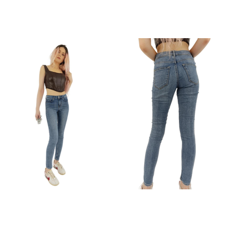 h&m jeansowe spodnie rurki wygodne modne nieb | Lapciucha.pl