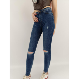 denim co jeansowe spodnie rurki z dziurami mo | Lapciucha.pl