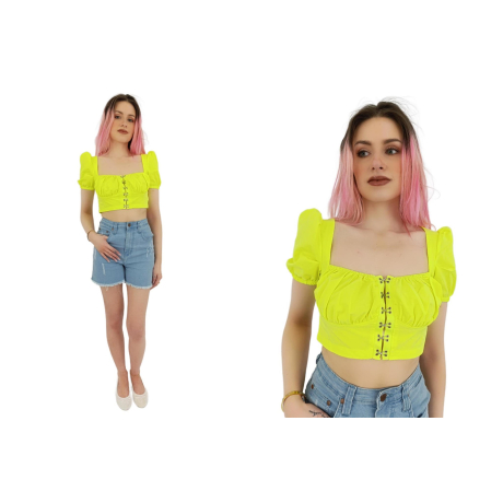 shein modna bluzka crop top gorsetowa neonowa | Lapciucha.pl