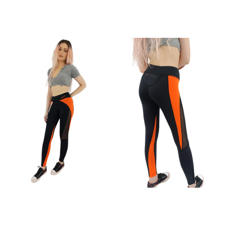 ELLESSE sportowe LEGGINSY z siateczką NEON ki | Lapciucha.pl