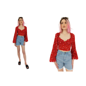 prettylittlething cienka bluzka crop top z dł | Lapciucha.pl