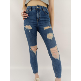topshop jeansowe spodnie rurki z dziurami mod | Lapciucha.pl