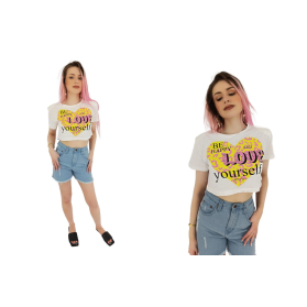 quzu dresowa bluzka crop top z printem cętki | Lapciucha.pl