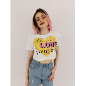 quzu dresowa bluzka crop top z printem cętki | Lapciucha.pl
