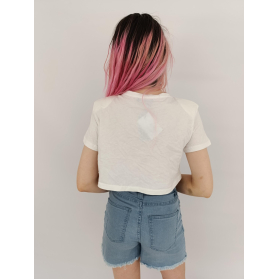 quzu dresowa bluzka crop top z printem cętki | Lapciucha.pl