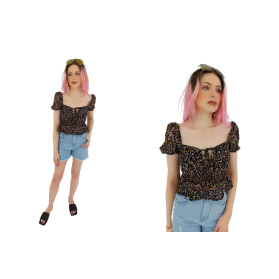 topshop krótka koronkowa bluzka z falbaną kwi | Lapciucha.pl