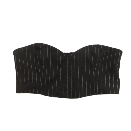 MONKI gorsetowa BLUZKA CROP TOP czarna PASKI | Lapciucha.pl