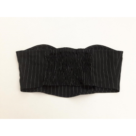 MONKI gorsetowa BLUZKA CROP TOP czarna PASKI | Lapciucha.pl