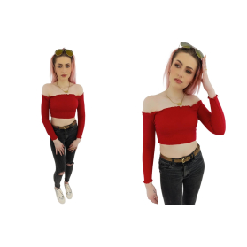 prettylittlething dzianinowa bluzka crop top | Lapciucha.pl