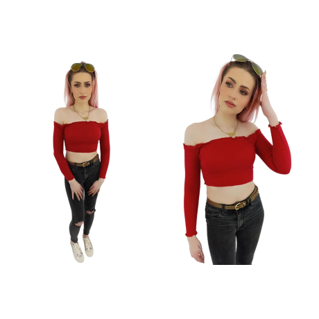 prettylittlething dzianinowa bluzka crop top | Lapciucha.pl