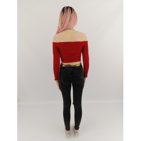 prettylittlething dzianinowa bluzka crop top | Lapciucha.pl