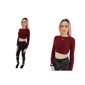 boohoo dzianinowa bluzka crop top dopasowana | Lapciucha.pl