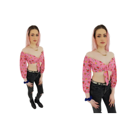 boohoo dresowa bluzka crop top wiązana kwiaty | Lapciucha.pl
