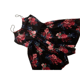 H&M welurowy KOMBINEZON na lato KWIATY czarny | Lapciucha.pl