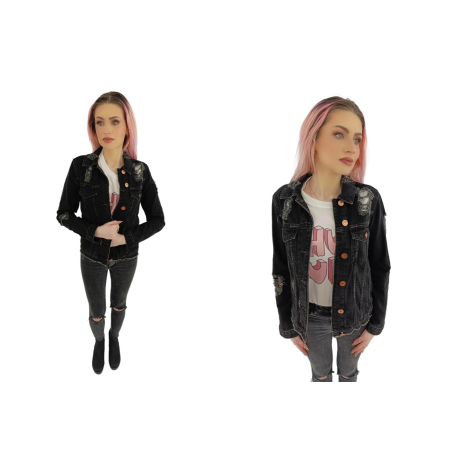 river island jeansowa kurtka katana postarzan | Lapciucha.pl