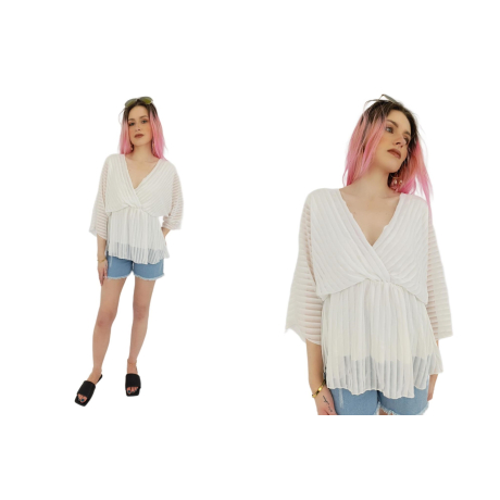 boohoo elegancka bluzka kopertowa z krótkim r | Lapciucha.pl