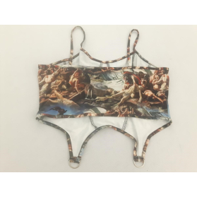 ROMWE asymetryczna BLUZKA CROP TOP print RENE | Lapciucha.pl