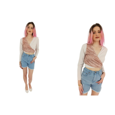 wolf & whistle kopertowa bluzka crop top z pr | Lapciucha.pl