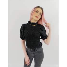 boohoo elegancka bluzka z marszczeniami bufki | Lapciucha.pl