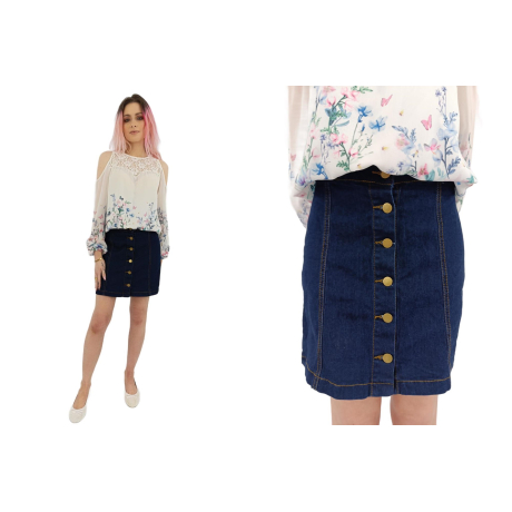 prettylittlething jeansowa spódniczka trapezo | Lapciucha.pl