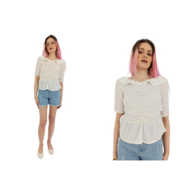 boohoo elegancka bluzka z marszczeniami modna | Lapciucha.pl
