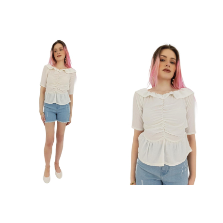 boohoo elegancka bluzka z marszczeniami modna | Lapciucha.pl