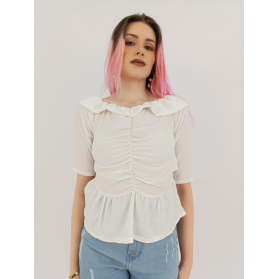 boohoo elegancka bluzka z marszczeniami modna | Lapciucha.pl